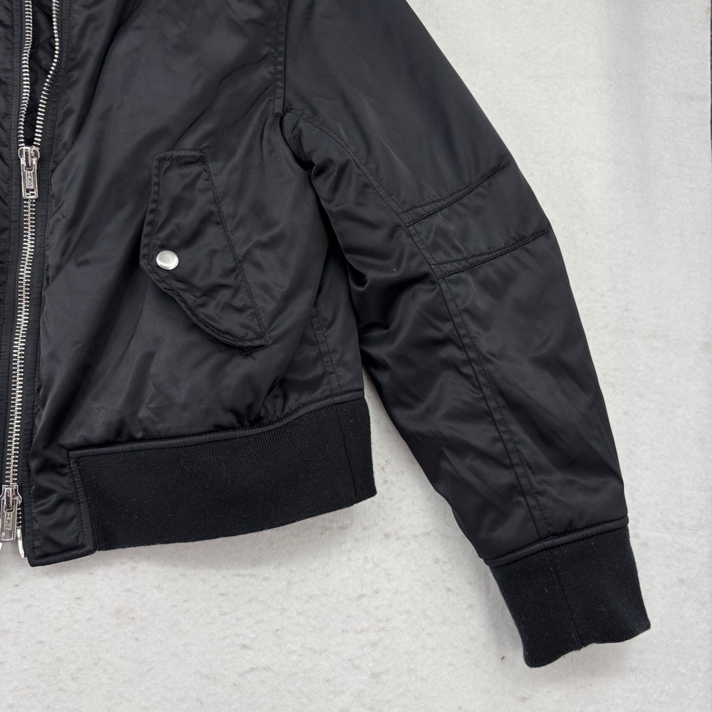 3.1 Phillip Lim Lace Up Back Bomber Jacket Size 8 Black Edgy Designer Zip Up - Picture 11 of 15